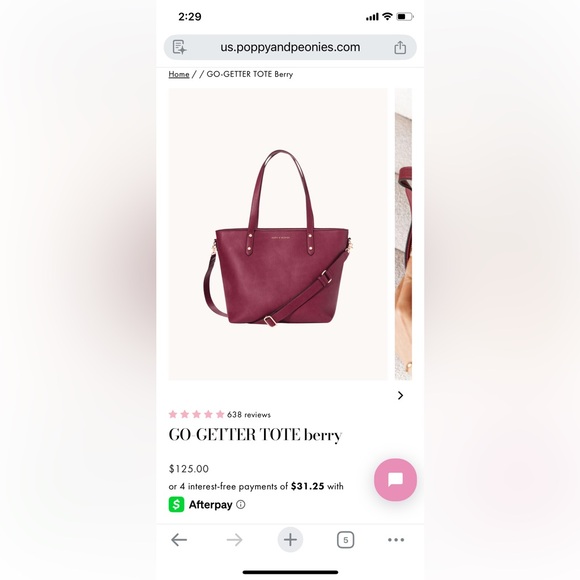 Poppy & Peonies Go Getter Tote Bag in Berry + Matching Tech Case - Both Like New - Picture 8 of 16